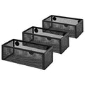 Amazon Basics Magnetic Storage Baskets, Mesh Organizers for Office Supplies and Workspace, 6" x 2.5" x 2.2", Black, 3-Pack - style: Magnetic Storage Bin