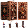 𝗠𝗶𝗻𝗶𝗖𝗶𝘁𝘆 Book Nook Kit, DIY Miniature Dollhouse Booknook Kit, 3D Wooden Puzzle Bookend Bookshelf Insert Decor with LED Light for Teens and Adults (Alice in Wonderland) - style: Alice in Wonderland