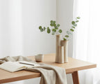 Ceramic Bud Vase, Sculptural Triple Tube Vase in Cream White for Modern Farmhouse & Minimalist Shelf Decor