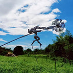 Fcteap Flower Fairy Dancing with Dandelion Garden Art Sculpture Stainless Steel Statue Christmas Halloween Decoration for Outdoor Yard Courtyard Lawn Patio Metal Ornaments (Wave) - style: Wave