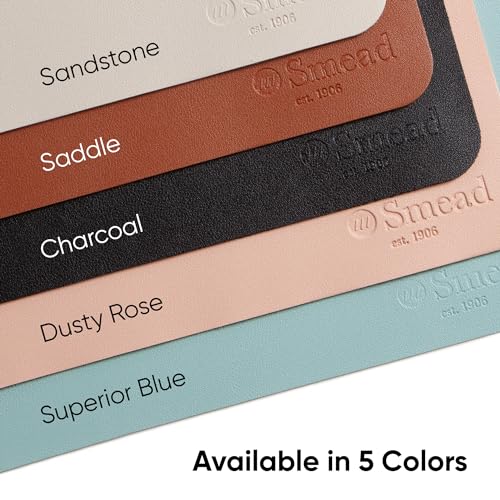 Smead Desk Pad, Vegan Leather Desk Mat with Non-Slip Faux Suede Backing, Perfect Desk Organizer for Office Decor, 31.5” x 15.7” Medium, Sandstone (64831) - color: Beige, size: 15.7" x 31.5"