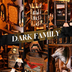 Book Nook Kit, Book Nook Kits for Adults DIY Booknook Model Build, DIY 3D Wooden Puzzle Bookend Booknook Bookshelf Insert Miniature Dollhouse Kit for Home Decoration - style: Dark Family