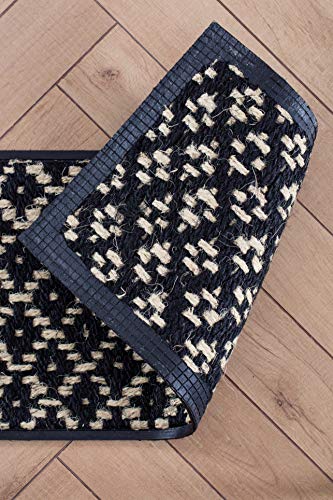 Anji Mountain AMB0BT2F-005 Black Rubber Boot/Shoe Tray with Coir, Fits 2 Pair (24.5" Wide), Black & Ivory Insert - color: Black and Ivory Insert, size: 24" x 14" x 1.5"