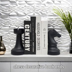 Chess Bookends Novelty Book Holders, Decorative Book Ends Modern Bookends Stoppers for Shelves, Black Heavy Duty Book Ends for Shelves Office Desk Decoration, Resin, 7" x 7"