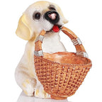 H&W Dog Candy Dish,Cute Key Bowl for Entryway Table,Dog Basket Statue,Resin Animal Sculptures Home Desk Decorations,Unique Funny Key Holder Bowl,Sundries Container Storage Basket