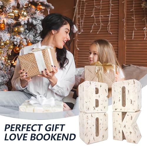 Book Ends Decorative, Book Design, Modern Bookends for Shelves, Non-Skid Heavy Duty Resin Book Stopper for Books, Resin, 1Pair