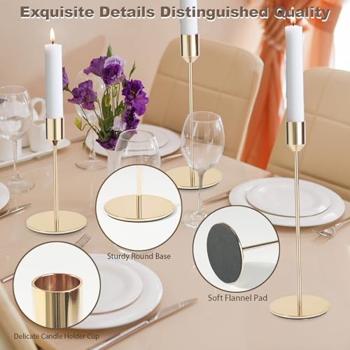 Gold Candlestick Holders Bulk,Taper Candle Holder for Candlesticks Gold Brass Vintage Candle Stick Candle Holder Decorative Candle Holders for Wedding Home Party Table Decor (Set of 27) - size: 27 pcs