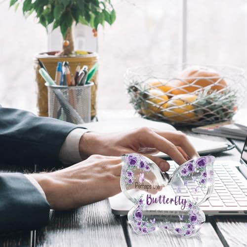 Butterfly Proof Acrylic Sign - Purple Butterfly Acrylic Decor, Mental Health Affirmation for Office/Desk, Darkness to Beauty Inspiration Gift for Women 4.7x3.2 Inch - color: Purple 44