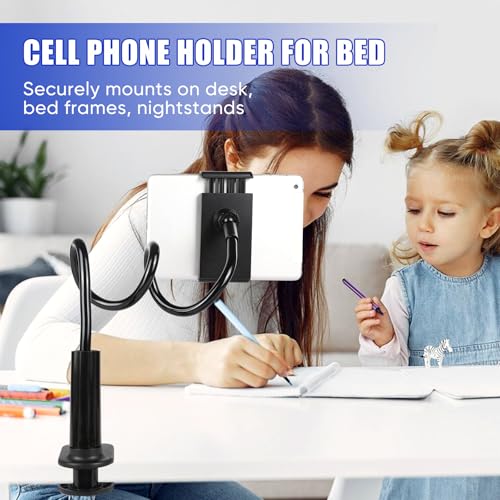 Selfdee Tablet Stand Holder for Bed, Gooseneck Adjustable Flexible Long Arm Tablets Mount Clamp Cell Phone Holder,Lazy Tablets Phone Stand,Compatible with 4-10 Inches Device
