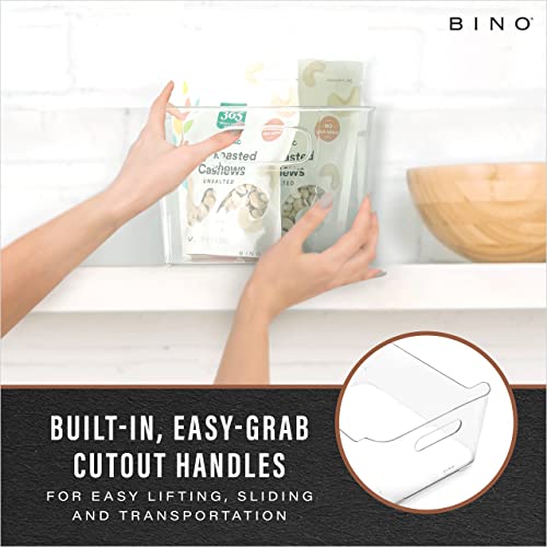 BINO | Plastic Storage Bins, Large - 2 Pack, Clear | THE SOHO COLLECTION | Pantry Organizers and Storage Containers | Fridge Organizer Bins | Kitchen Cabinet Organizer | Medicine Cabinet Bin - color: Clear, size: Large