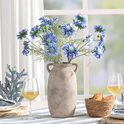 Dobbyby Ceramic Flower Vase 12 inch Farmhouse Rustic Vase Decorative Pottery Terracotta Tall Vases for Home Decor Table Mantle Fireplace Living Room Bathroom Wedding Centerpiece (Large-Terracota) - color: L-terracota