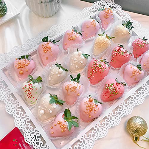 2Pcs Rectangle Iron Cupcake Serving Tray Fruit Dessert Plates for Party Anniversary Wedding Christmas Baby Shower (White) - color: White