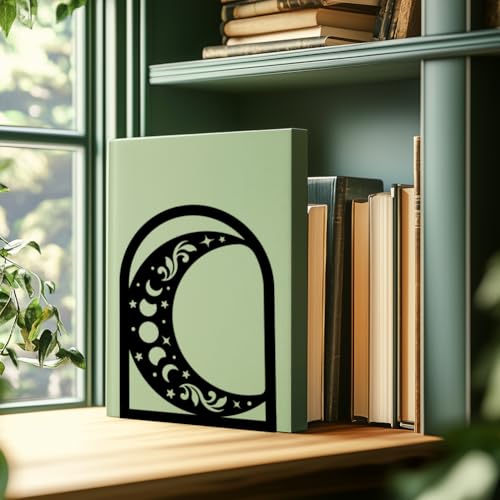 Sun Moon Metal Bookends for Shelves, High-end and Classy Book Ends for Bookshelf Decorative Books, Book Ends for Heavy Books Used for Home Office Desk Organizer and Library Decor - style: Sun Moon