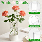 12 Pack Glass Cylinder Vases for Centerpieces, 6 Inches Tall Clear Flower Bud Vases for Wedding Decorations, Hurricane Floating Candle Holder for Home, Party and Table Shelf