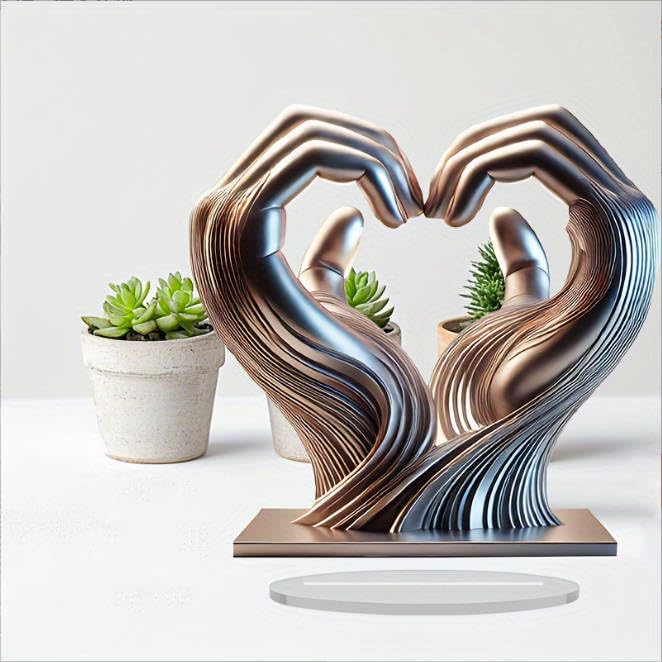 Stylish Minimalist Acrylic Decorative Art Piece for Home Desk and Bedroom Interior Design (Silver, 20cm)