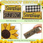 Yuntau 4 Pcs Sunflower Decorations Sunflower Wooden Sign Sunshine Table Centerpiece Summer Tiered Tray Decor Decorative Faux Book Stack Block for Coffee Table Fireplace Mantel Floating Shelf - style: Sunflower