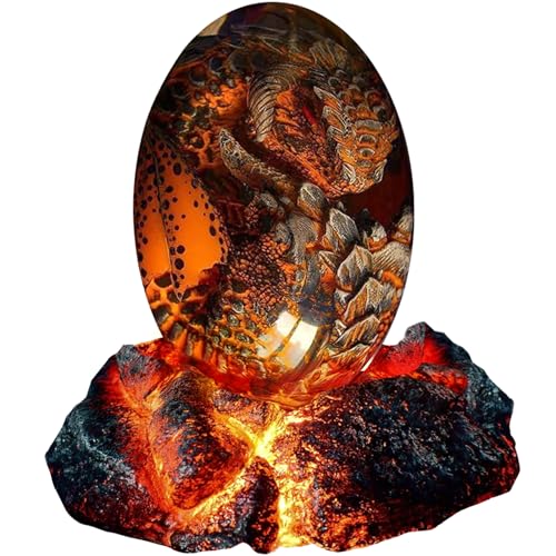 ACOCOFE Dragons Egg, Crystal Lave Dragon Egg with Luminous Base, Handmade Resin Sculpture - Gift for Christmas, Birthdays, Graduation, Holidays, Back to School (Red with Base) - color: Red With Base