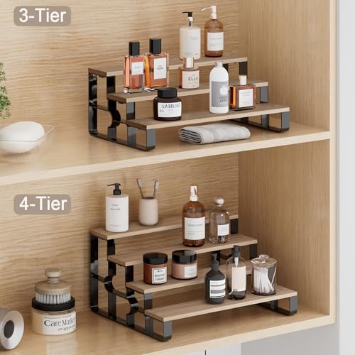 3 Tier Cologne Organizer for Men,Perfume Stand for Dresser,Makeup Organizer for Vanity,Display Riser Stand,Wooden Bathroom Countertop Stand for Bedroom,Dressing(Walnut,Width=11.2") - color: Walnut, size: 3 Tiers-width=11.2"