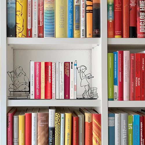 Cute Bookends Decorative, Durable Metal Book Holders with Timeless Appeal, Black, 1 Piece, 6.3x4.5x1.2 inches