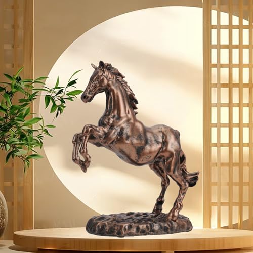 Resin Horse Statues, Handmade Art Polyresin Decorative Horse Sculpture, Collectible Wild Animal Figurine for Home, Office, Desktop