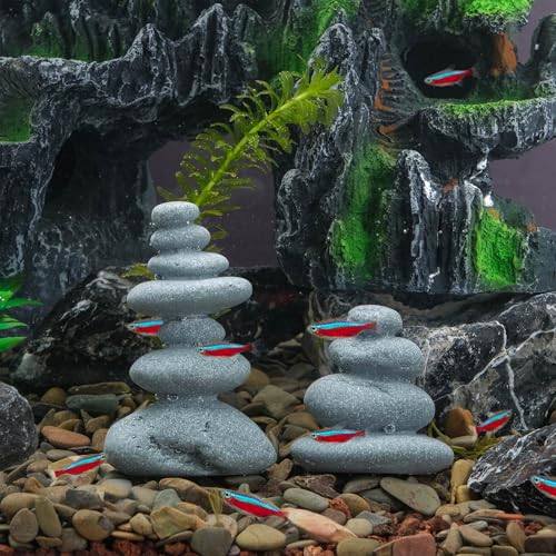 Mini Stacking Rock Stone Decor Stacked Stone Sculptures Zen Cairn Statue Realistic Ornament for Garden, Fish Tank Home Office