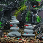 Mini Stacking Rock Stone Decor Stacked Stone Sculptures Zen Cairn Statue Realistic Ornament for Garden, Fish Tank Home Office