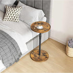 Adjustable End Table, Small Round Side Table, Drink Table for Small Spaces, Pedestal Nightstand for Living Room, Bedroom, Sofa Couch, Rustic Brown ET-010RB - color: Rustic Brown