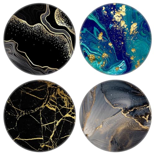 MOKKI 4 Pack Phone Grip,Cell Phone Holder for Smartphone,Finger Expanding Kickstand Stand - Luxury Black Rose Gold Marble Blue Gray