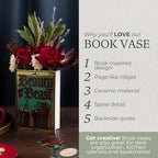 Steel Mill & Co Original Large Book-Shaped Decorative Vase, Ceramic Vases for Home Decor, Cute Bookshelf Decor, Unique Vase for Book Lovers, Beauty and the Beast