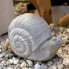 Modern Small Ribbed Grass Snail Figurine, Unique Cement Figurines, Handcrafted Decorative Washed Concrete Finish White Sculpture for Home, Garden, Office: 9.25"x5.25"x5.75"H - size: 9.25"x5.25"x5.75"H