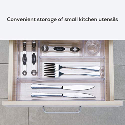 DCA 14 PCS Clear Plastic Drawer Organizer Tray for Makeup, Kitchen Utensils, Jewelries and Gadgets - size: 14PC