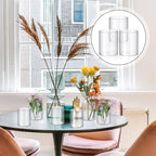 Vesici 20 Pcs Plastic Cylinder Vase Acrylic Cylinder Vase Bulk Small Clear Flower Container Hurricane Candle Holder Round Wide Container Centerpiece for Home Office Wedding Decorations (4 Inch) - size: 4 Inch