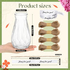 Bokon Set of 12 Pcs Small Plastic Bud Vases in Bulk with Gift Wrapping Ribbon, Vases for Flower, Wedding Centerpieces for Home Decor, Living Room, Office Decoration, Housewarming Party Gift (Clear)