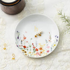 Crisky Initial Jewelry Tray Ring Dish & Gift Box, Ceramic Flower Trinket Dish for Rings Earrings Necklaces Keys, Bridal Shower Engagement Birthday Gift for Women, Friends 4.57" (Gold Foil H - style: Initial H