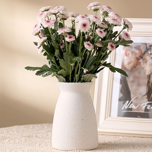 hjn White Flower Vase- Ceramic Vase for Decor, White vase for Flowers, Modern Vases for Living Room/Home Decor Accents/Entryway/Mantel/Bookshel-Frosted White - color: Frosted White-7inch
