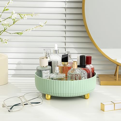 Anyoifax Makeup Perfume Organizer Tray 360 Degree Rotating Lazy Susan Skincare Lotion Organizer Spinning Cosmetics Storage for Dresser, Vanity, Bathroom Countertop, Small Light Green - color: Green, size: 9 "