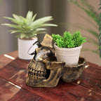 READAEER Skull Glasses Stand Holder, Creative Eyeglasses Holder, Sunglasses Spectacle Display Rack, Key Holder Resin Sculptures for Entryway, Home, Office, Desk, Nightstand (Bronze) - color: Bronze