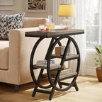 LITTLE TREE End Table, Narrow Side Table with 4-Tier Large Storage Space, Modern Bedside Table for Living Room, Home Office, Bedroom, Grey - color: Grey
