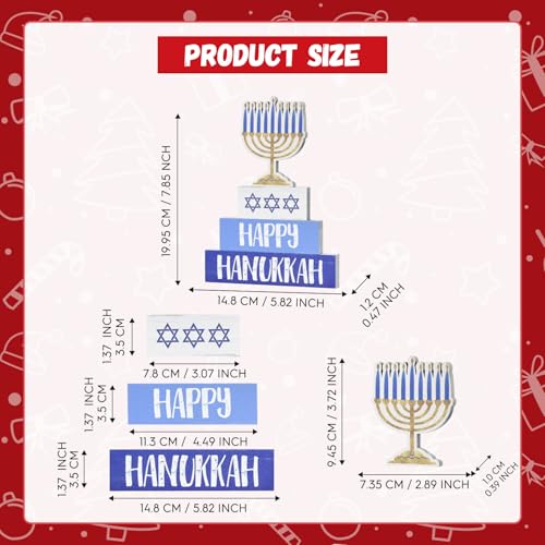 Smile Hanukkah Wood Decoration Set Hanukkah Sign and Blocks Farmhouse Decor Rustic Menorah Hexagram, Party Supplies Gifts Festive Holiday Centerpiece and Table Decoration - style: Hanukkah