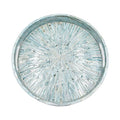 PEMAR 12.6” Mother of Pearl Round Serving Tray with Handles, Decorative Nacred Wooden Ottoman Coffee Table Tray (Teal Sunlight) - color: Teal Sunlight