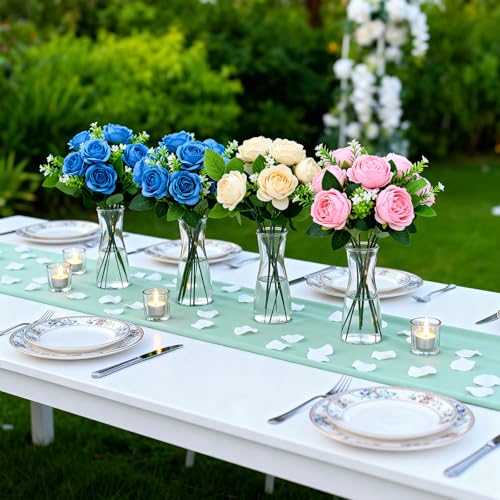 12 Pieces Glass Bud Vases for Centerpieces Clear Bulk Small Flowers Vases, Modern Minimalist Cute Decorative Table Centerpieces for Decor Wedding Birthday Party Home Living Room
