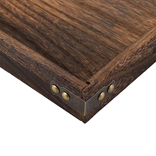 TOPZEA 3 Pack Wood Serving Tray with Handle, Farmhouse Wooden Coffee Table Trays Decorative Breakfast Tray for Bed, Couch, Ottoman, 3 Size