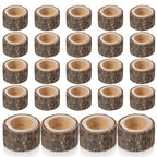 24 Pcs Wooden Tea Light Candle Holders Votive Candle Holders, Rustic Wooden Pillar Candle Stands Vintage Tealight Holders Set Candle Centerpieces for Dining Table Wedding Party, 1.6" H
