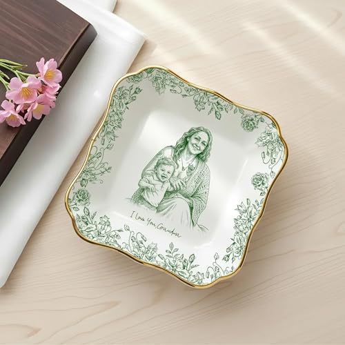 Customized Mother of the Groom Ceramic Ring Dish, Personalized Wedding Day Keepsake for Mom in Law, To My New Mother Photo Jewelry Tray, Engagement Party Present Trinket Bowl, Bridal Shower Honor - color: Design 05