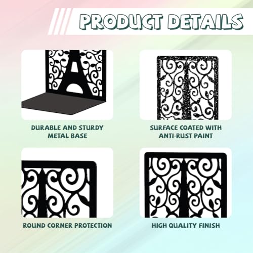 Peacoblue Metal Bookends for Shelves, Modern Decorative Heavy Duty Study Book Support Stoppers for Office, Desk, Shelf, Room 5.3"x4.3"x7.9" Cast Iron Simple Tall Bookends, 1 Pair (Paris Eiffel Tower) - color: Paris Eiffel Tower