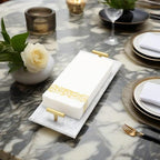 Napkin Holder - Guest Towel Holder for Bathroom - Marble Paper Towel Holder - Hand Towel Tray with Gold T-Handle(11.8x4.7x1.7 Inchs) - color: White