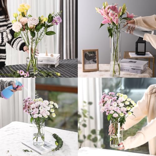 4 Pack Acrylic Cylinder Vases for Centerpieces, 8 inch Tall Clear Flower Vase, Unbreakable Vases,Hurricane Candle Holders Floating Candle Vase for Wedding Dinner Table Party Living Room Decor - size: 4 Pack(4" W x 8" H)