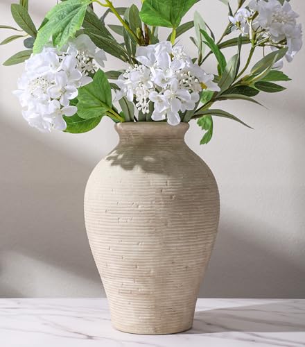 Ceramic Flower Vase Home Decor, 9 in Farmhouse Table Vases Rustic Vintage Living Room Kitchen Bedroom Pottery Decorative Vases for Flowers House Book Shelf Office Coffee Desk Dining Entryway, Retro - color: 9 in - Retro