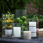 Enova Floral Clear Glass Cylinder Vase 5 x 10 Inches Round Flower Vase, Pillar Candle Floating Candle Holder Vase, Tall Glass Vase for Flowers, Glass Vase for Decor, Wedding Centerpieces (1 Piece) - size: 5W X 10H