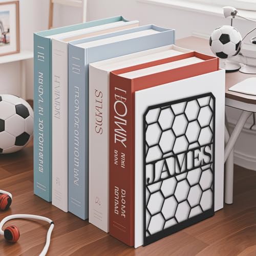 Personalized Name Metal Book Ends 2 Pcs, Unique Bookends for Shelves Room Decorative, Heavy Duty Metal Bookends, Non-Slip Book Stopper, Book Shelf Holder for Home Office School, Book Lovers Gifts - color: Color02 Bookends